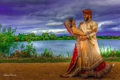 romantic couple by the lake
